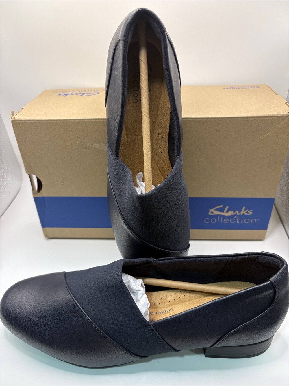 Clarks Women's Navy Slip-On Loafers